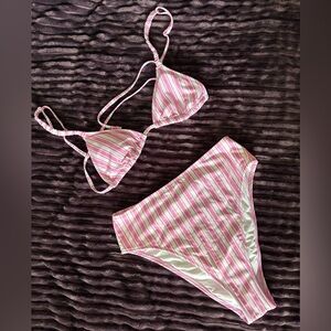 PINK Victoria's Secret Pink and White Striped Bikini